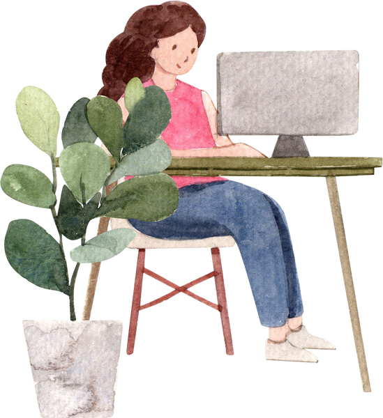 Online Learning at Home Watercolor